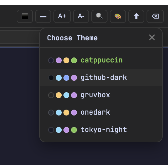 Web XShell: Choose Theme panel